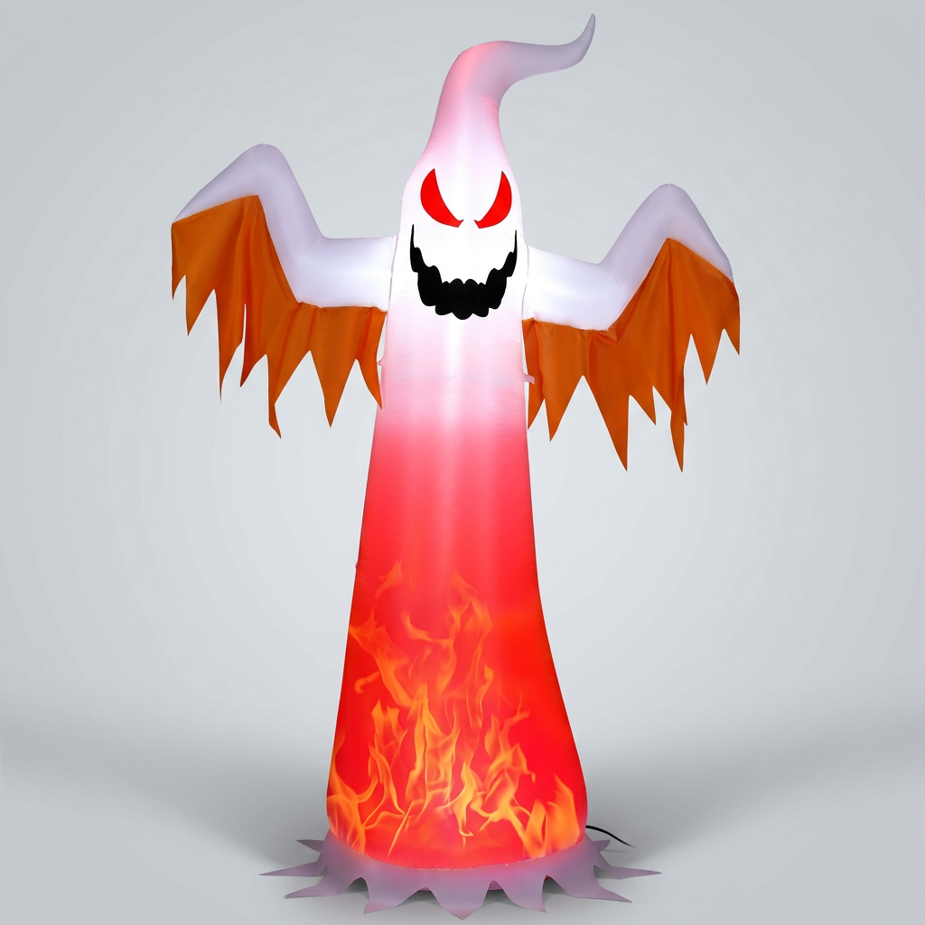 8ft Inflatable Flame-Lit Ghost